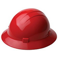 Hard Hat with ratchet adjustment and 4 point nylon suspension in Red and Pad Print.
